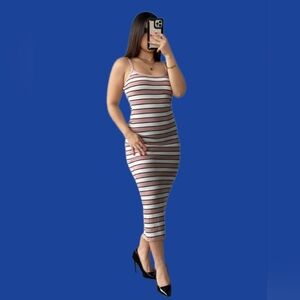 Striped Sleeveless Midi Dress